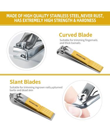 Sumwitum 16-Piece Manicure Set - Stainless Steel Nail Care Kit with Leather Case - Perfect Gift for Women, Men, Friends, and Parents (Yellow) - Buy Online on GoSupps.com