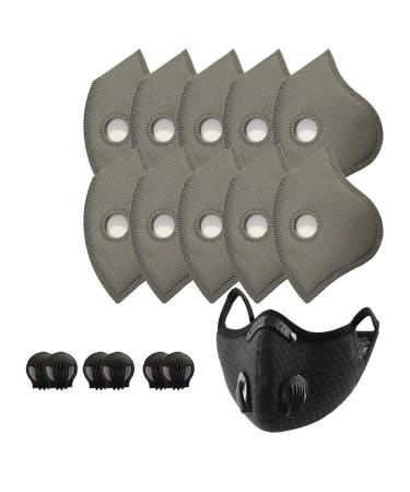 1 Pack Face mask with 10 Carbon Filters and 6 Breathing Valves Dust Face Mask 1pack