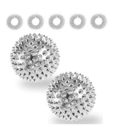 Zocipro 2 pieces Skills Magnetic Acupressure Balls 32 mm with 5 massage rings for fingers massage ball magnetic hedgehog balls massage balls hedgehog ball metal small set for stress relief or massage 32mm - Buy Online on GoSupps.com