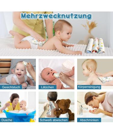 10 Cotton Baby Muslin Washcloths Set - Soft Multi-Purpose Baby Towels for Boys & Girls | Ideal for Facial Care Napkins & Bathing - Buy Online on GoSupps.com