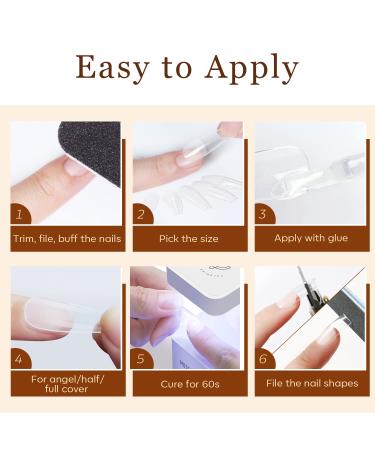 Modelones 500 Piece Transparent Nail Tips - Coffin Ballerina PMMA Resin for Gel Nail Art - 10 Sizes Pre-Buffed Long Artificial Nails - Perfect for DIY Designs - Buy Online on GoSupps.com