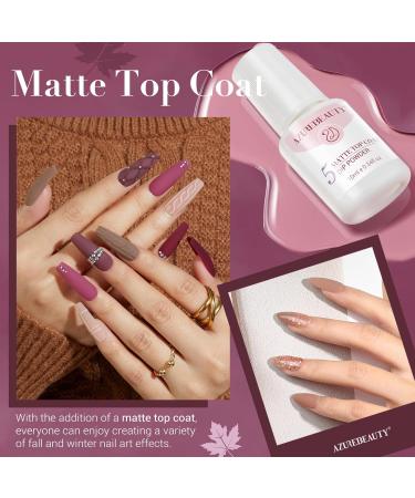 AZUREBEAUTY Dip Powder Nail Kit - 8 Colors Glitter Purple Nude Brown - Complete Dipping Powder Set for Salon & DIY Nail Art - Matte Top Coat & Swatch Sticks Included - Buy Online on GoSupps.com