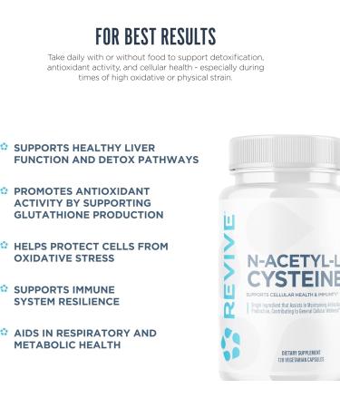 Revive MD NAC Supplement for Men & Women - N-Acetyl Cysteine Supports Respiratory Cardiovascular & Cellular Health - Antioxidant & Immune Support (120 Capsules 60 Servings) - Buy Online on GoSupps.com