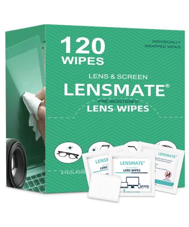 120 Count Lens Wipes for Eyeglasses Pre-Moistened & Individually Wrapped Eyeglass Wipes Lens Cleaning Wipes for Eyeglasses Sunglasses Goggles and Camera Lens