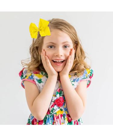 Sibba Ribbon Hair Bows Clips Barrettes - 2 Pcs 6 Inch Vintage Ponytail Holder Cheerleading Hairpin - Yellow Hairbows for Christmas, Valentine's Day, Easter - Girl's Styling Accessory - Buy Online on GoSupps.com