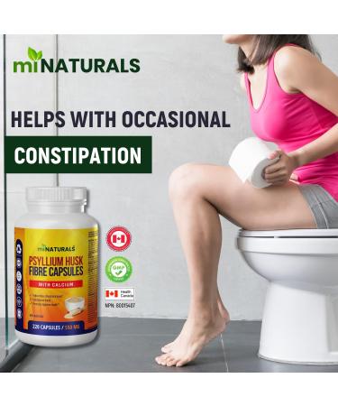 miNATURALS Psyllium Husk Capsules + Calcium | 220 Soluble Fibre Supplement Pills | Use as Stool Softner & Constipation Relief for Men Women | Supports Digestive Health - Buy Online on GoSupps.com