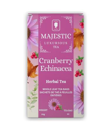 Majestic Tea_ CRANBERRY ECHINACEA | Caffeine Free | Individually Wrapped 20 Pyramid Tea Bags.