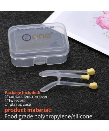 Ofone Contact Lens Remover Tool - Soft Lens Applicator with Tweezers & Case | Portable Contact Inserter & Remover - Travel Friendly (Yellow - Buy Online on GoSupps.com