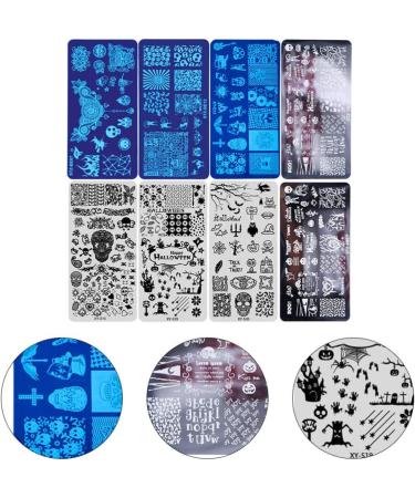 Lurrose 8-Piece Nail Art Stamping Plates - Ghost Skull & Pumpkin Designs for DIY Nail Decoration | International Shipping - Buy Online on GoSupps.com