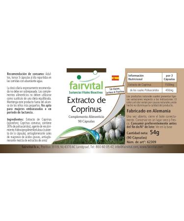 Fairvital | Coprinus 500mg VEGAN - Highly dosed - 90 capsules - mushroom extract standardized to polysaccharides 30% - Buy Online on GoSupps.com