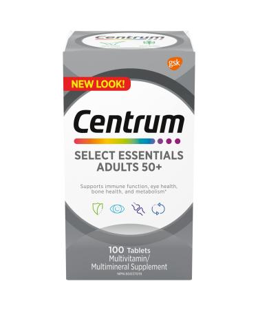 Centrum Select Essentials Complete Multivitamin & Mineral Supplement Adults 50+ 100 Tablets - Buy Online on GoSupps.com