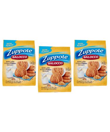 Balocco 3 x Balocco Zuppole Biscotti with fresh Italian milk and brown sugar biscuits with fresh Italian milk and brown sugar 100% Italian biscuits 350 g