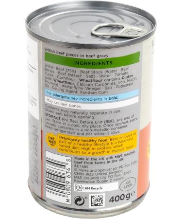 M&S Marks & Spencer Tinned Chunky Steak Hearty Pieces of British Beef in a Rich Gravy - 2 x 400g - Buy Online on GoSupps.com