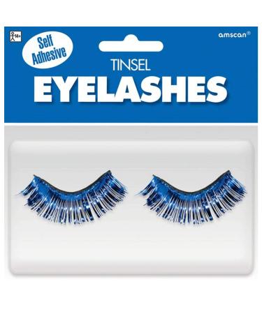 Amscan 397281.22 Non Toxic Self Adhesive Tinsel False Eyelashes  Blue