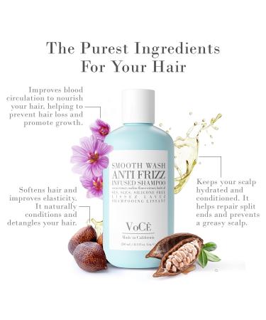 VoC Haircare Natural Smooth Shampoo - Anti-Frizz Curl Defining Shine Enhancing | Vegan Cruelty-Free Non-Toxic with Aloe Seed & Buriti Oil (8.5 oz - Buy Online on GoSupps.com