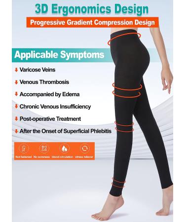 MGANG Compression Pantyhose 15-20mmHg Waist High Footless Stockings for Edema & Varicose Veins - Black Medium - Buy Online on GoSupps.com