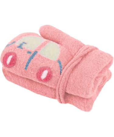 Cute Fox Knitting Short Full Finger Gloves for Toddler Kids | Thermal Plush Lining | 1-3 Yrs | Perfect for Winter, Cycling, Camping | Car/Pink - Buy Online on GoSupps.com