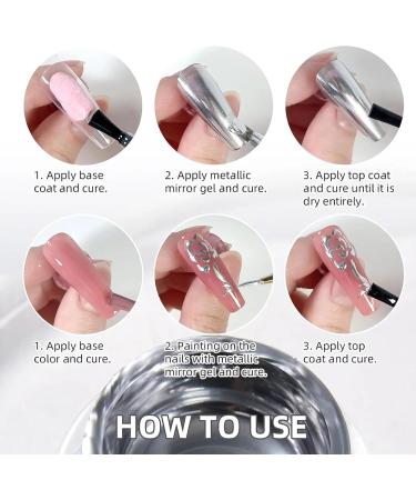 Metallic Painting Gel - Mirror Silver UV Painting Gel - 3D Metal Painting Gel Drawing Mirror Gel Nail Polish Glossy DIY Nail Art for Women Girls - Buy Online on GoSupps.com