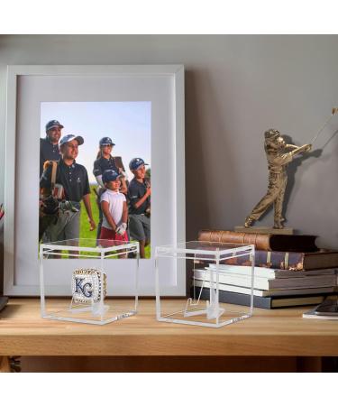 3pc Clear Acrylic Championship Ring Display Case - Golf Ball Showcase with Mini Card Stand Holder - Jewelry & Sports Memorabilia Storage Box - Buy Online on GoSupps.com