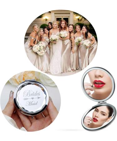 12 Pack Compact Pocket Makeup Mirrors with Bride, Maid of Honor, Bridesmaid Designs + Bachelorette Party Hair Ties - Silver - Buy Online on GoSupps.com