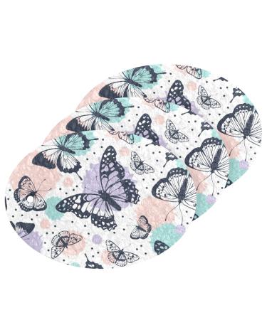 3-Pack Cleaning Kitchen Sponges Oval Watercolor Butterfly Kitchen Cellulose Dishwashing Wood Pulp Cotton