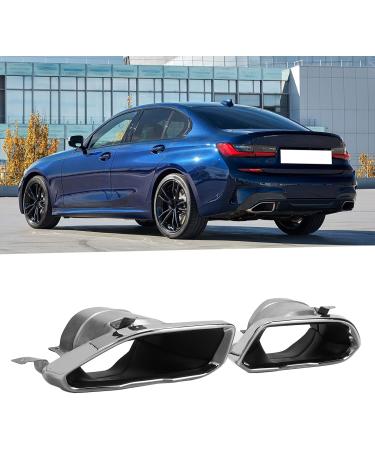 304 Stainless Steel Exhaust Tips | Tailpipe Cover Replacement for 3 Series G20 G21 M Sport M340 (2019-2021) - Silver Plating - Buy Online on GoSupps.com