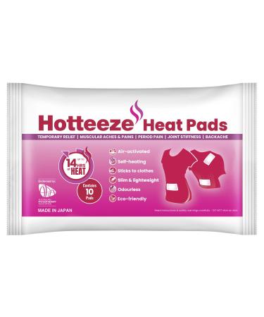Hotteeze Eco-Friendly Heat Pads for Pain Relief Sore Muscles and Menstrual Cramps  Air-Activated Self-Adhesive Period Patches for Heat Therapy - 1 Pack (10 pads)