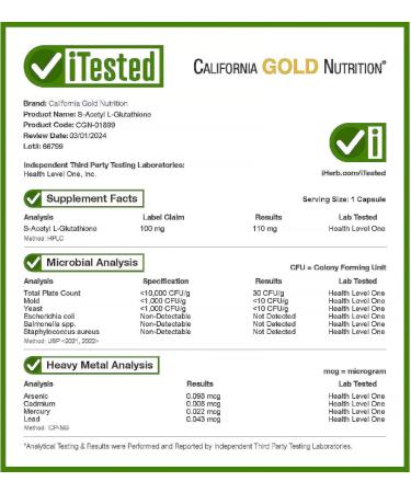 California Gold Nutrition S-Acetyl L-Glutathione 100 mg - 30 Veggie Capsules | International Shipping Available - Buy Online on GoSupps.com