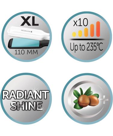 Remington S8550 Smooth Iron Wide - Shine Therapy with Argan Oil & Vitamin E | LCD Display 150-230 C | High-Quality Ceramic Coating for Glossy Hair - Buy Online on GoSupps.com