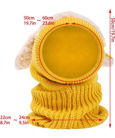 Baby Balaclava Kids Winter Hat Scarf with Double Pom Pom Design - Yellow - Buy Online on GoSupps.com