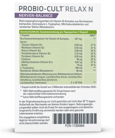 Syxyl ProBio-Cult Relax N Dietary Supplements | Lactic Acid Bacteria & B Vitamins for Intestinal Health | 30 Capsule Blister Pack - International Shipping Available - Buy Online on GoSupps.com