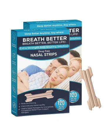 Large Tan Nasal Strips Extra Strength Anti Snoring Solution Drug-Free Works Instantly to Improve Sleep Reduce Snoring Relief Congestion Caused by Colds & Allergies 240 Pieces