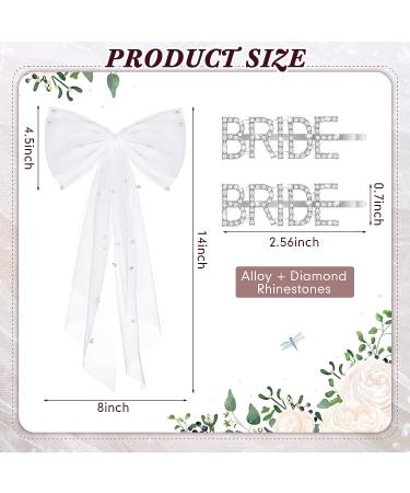 3 Pcs Bridal Pearl White Hair Bow & Silver Letter Clip Pins - Bachelorette Party Decorations - Buy Online on GoSupps.com