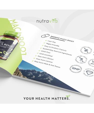 Nutravita Maca Root Capsules 3500mg - 180 Vegan Capsules - High Strength Extract - 6 Month Supply - Made in UK - Buy Online on GoSupps.com