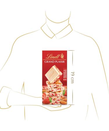 Lindt - GRAND PLAISIR White Strawberry and Almond Tablet - White Chocolate 150 g - Buy Online on GoSupps.com