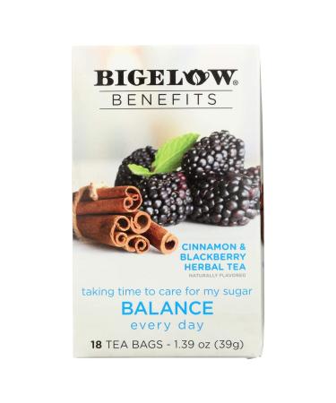 Bigelow Benefits Herbal Tea (Pack of 2) Cinnamon & Blackberry Herbal Tea, 18 Count Boxes 18 Count (Pack of 2)