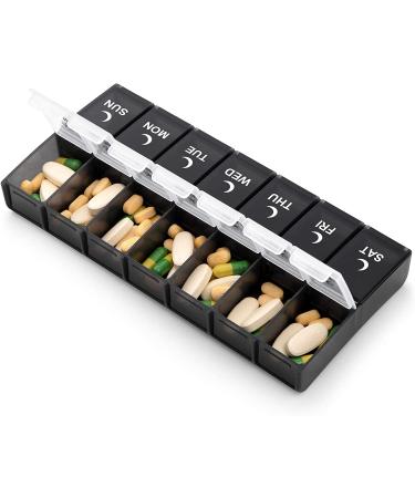 Large 7 Day Pill Organizer 2 Times a Day - Weekly AM PM Pill Box for Day Night Medication - Easy-to-Use Pill Case Container - Buy Online on GoSupps.com