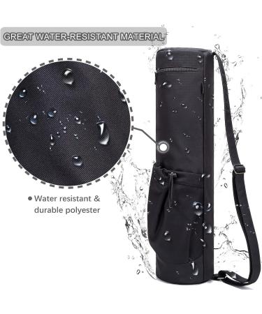HAGUSU Waterproof Yoga Mat Bag with 2 Pockets, Adjustable Shoulder Strap - Black - Buy Online on GoSupps.com