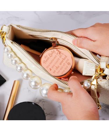 Boss Lady Gifts: Rose Gold Compact Mirror - Perfect Thank You and Inspirational Gift for Female Boss, Coworker, Manager - Ideal for Boss Day, Retirement, Going Away - Pink Travel Makeup Mirror for Her - Buy Online on GoSupps.com