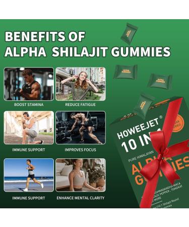 Himalayan Natural Shilajit Gummies for Men, 10-in-1 Alpha Gummies with 4000MG Pure Shilajit, Ashwagandha, Ginseng, Tongkat Ali & Maca Root, Sugar Free, Vegan, 60 Count - Buy Online on GoSupps.com