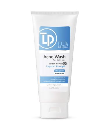 Tutta La Pelle Benzoyl Peroxide 5% Wash Acne Treatment Face Wash & Body Wash -Butt & Back Acne Treatment 6.7 oz