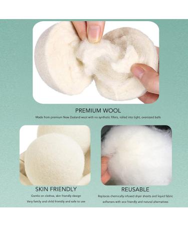 Pssopp 6Pcs Tumble Dryer Balls Reusable Time Saving Reducing Wrinkles White Lambs Wool Drying Balls for Tumble Dryer (3cm) - Buy Online on GoSupps.com