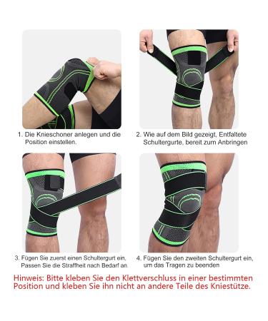 Adjustable Sports Knee Supports - 2 Pack for Pain Relief | Men & Women | L Green Knee Sleeves for Arthritis Meniscus Tear Running & Climbing - Buy Online on GoSupps.com