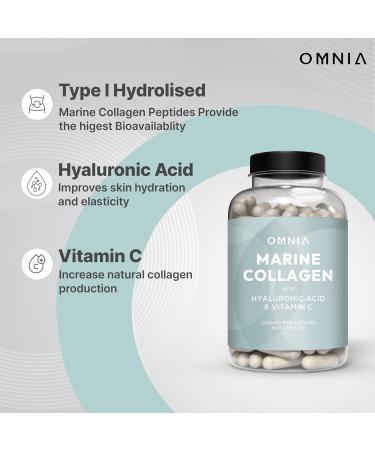 Omnia Marine Collagen Capsules 1200mg Premium Skin Hair & Nail Health Support for Women & Men Enriched with Type I Collagen Hyaluronic Acid & Vitamin C High-Potency Formula UK Made 60 Capsules 60 count (Pack of 1) - Buy Online on GoSupps.com