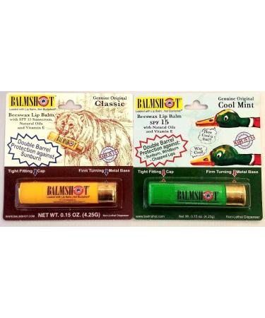 BALMSHOT Lip Balm Two Pack of Classic & Cool Mint