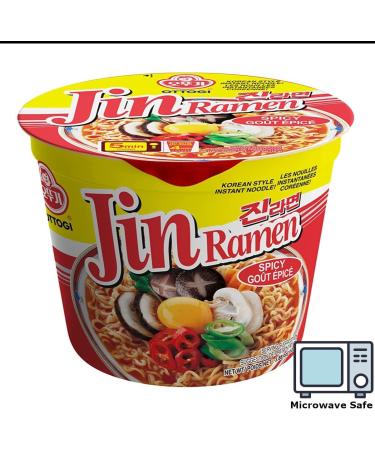 Ottogi JIN RAMEN SPICY KOREAN STYLE INSTANT NOODLE RICH SPICY FLAVOR Instant Cup Bowl Ramen Best tasting ramyun Traditional gourmet taste 6 BOWL (110gX6)-1 BOX - Buy Online on GoSupps.com