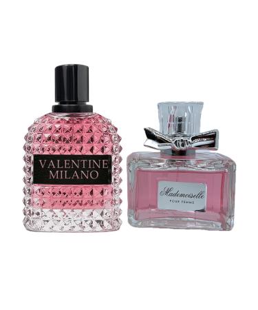 Women's Perfume Combo Set Milano Women&Mademoiselle Floral Fruity Fragrance Eau De Parfum Elegant 100ml Bottle Natural Spray Each for Daily Used Milano&Mademoiselle