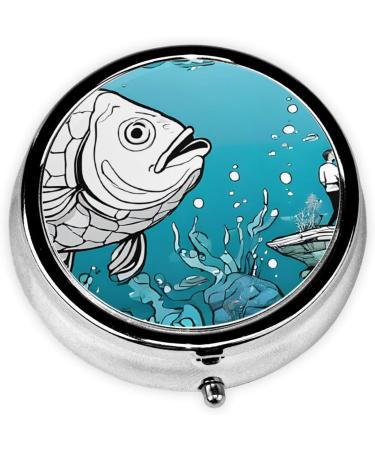 Big Fish Printed Mini Round Pill Box | 3 Compartment Travel Pill Organizer | Portable Medicine Case for Home & Office - International Shipping Available - Buy Online on GoSupps.com