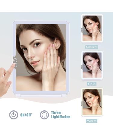 Rechargeable Travel Makeup Mirror with 3X 5X Magnifying, 72 LED Lights, 3 Color Lighting- Portable Vanity Mirror for Women - Compact Foldable Design - White - Buy Online on GoSupps.com