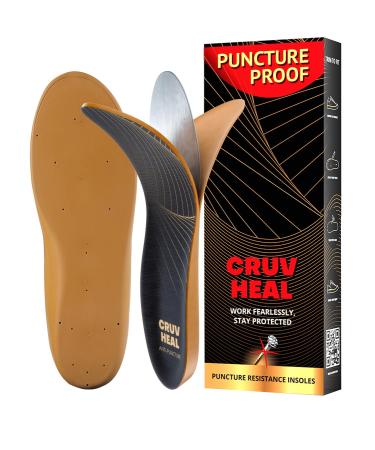 Puncture Resistant Work Insole - Nail Proof - Steel Toe Inserts - Work Boot Insoles for Men and Women - Insoles Standing All Day - Flat Feet (S Yellow) S (Men 10-11/Women 11-12) Yellow